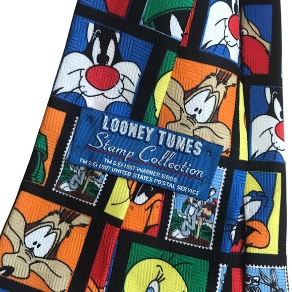 Vintage Looney Tunes Stamp Collection Tie 1997 Warner Bros - Picture 4 of 5